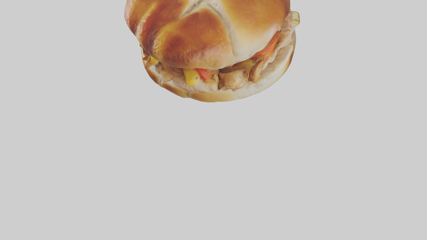 3D model Roast chicken sandwich model VR / AR / low-poly