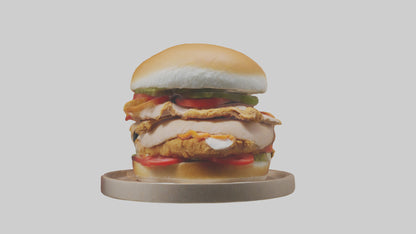 3D model Roast chicken sandwich model VR / AR / low-poly