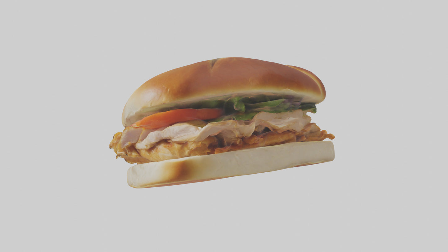 3D model Roast chicken sandwich model VR / AR / low-poly