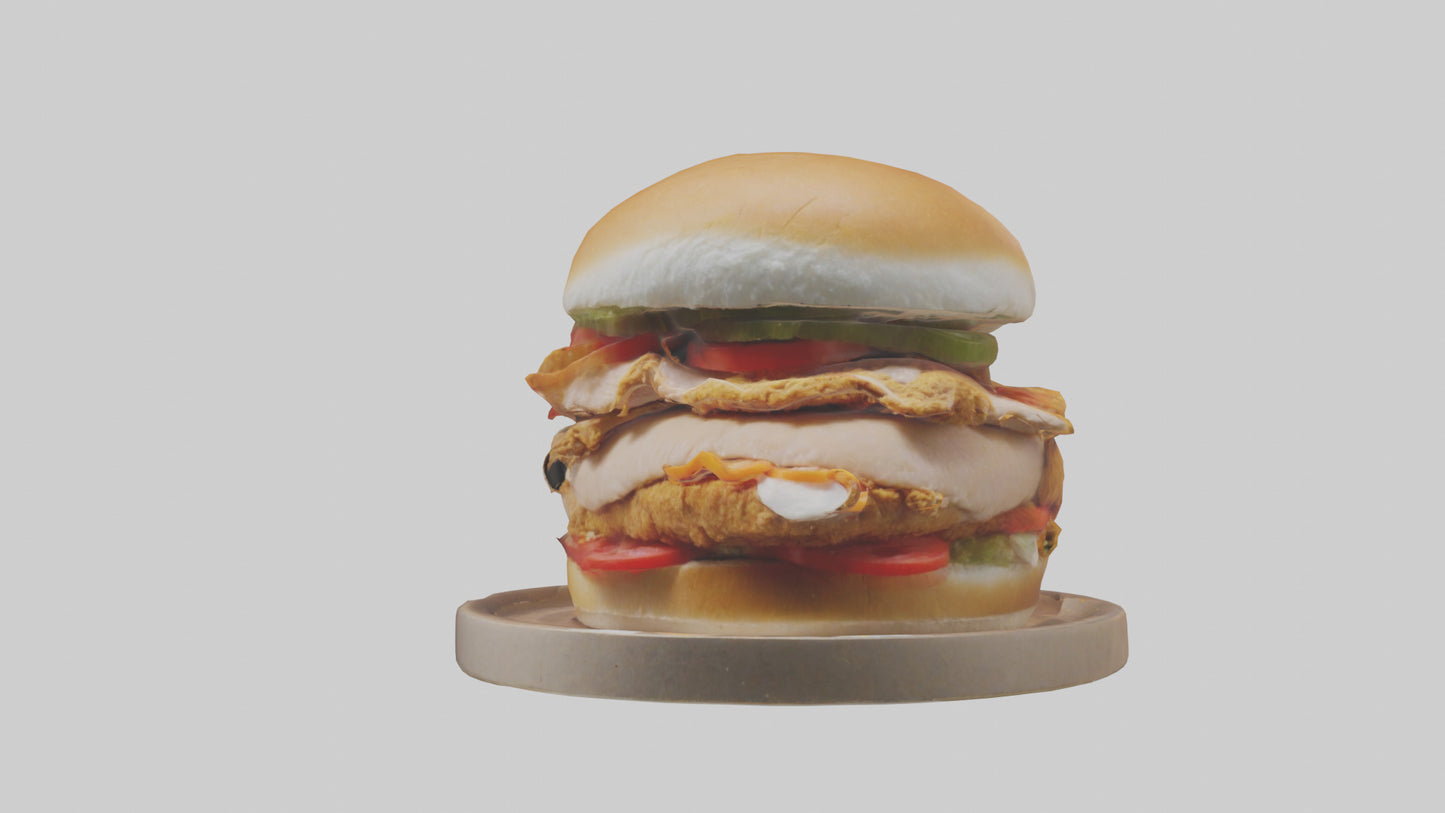 3D model Roast chicken sandwich model VR / AR / low-poly