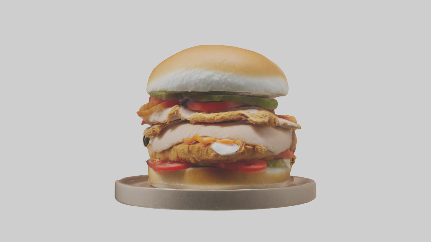 3D model Roast chicken sandwich model VR / AR / low-poly