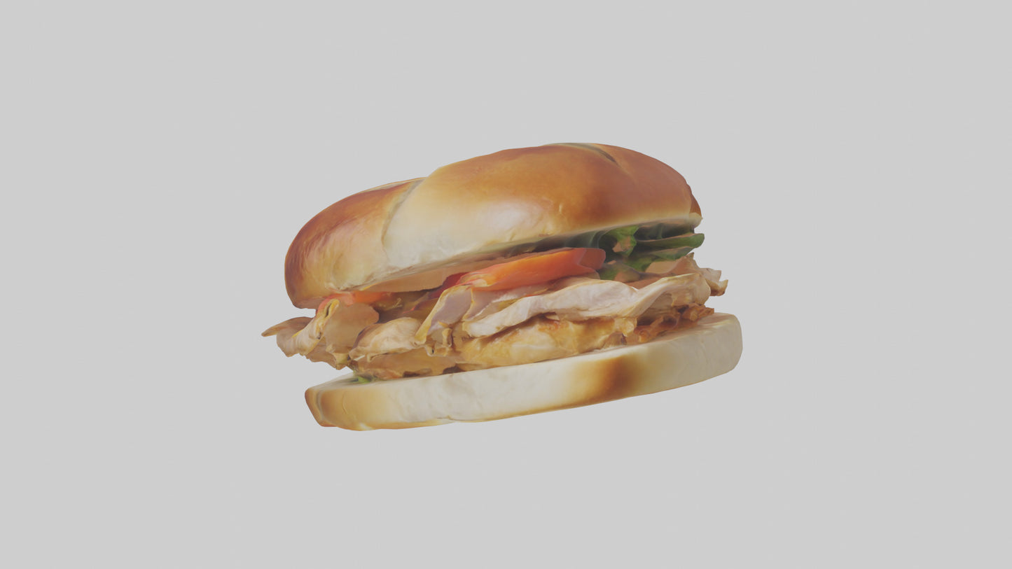 3D model Roast chicken sandwich model VR / AR / low-poly