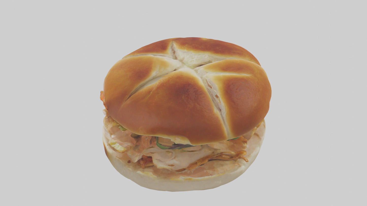 3D model Roast chicken sandwich model VR / AR / low-poly
