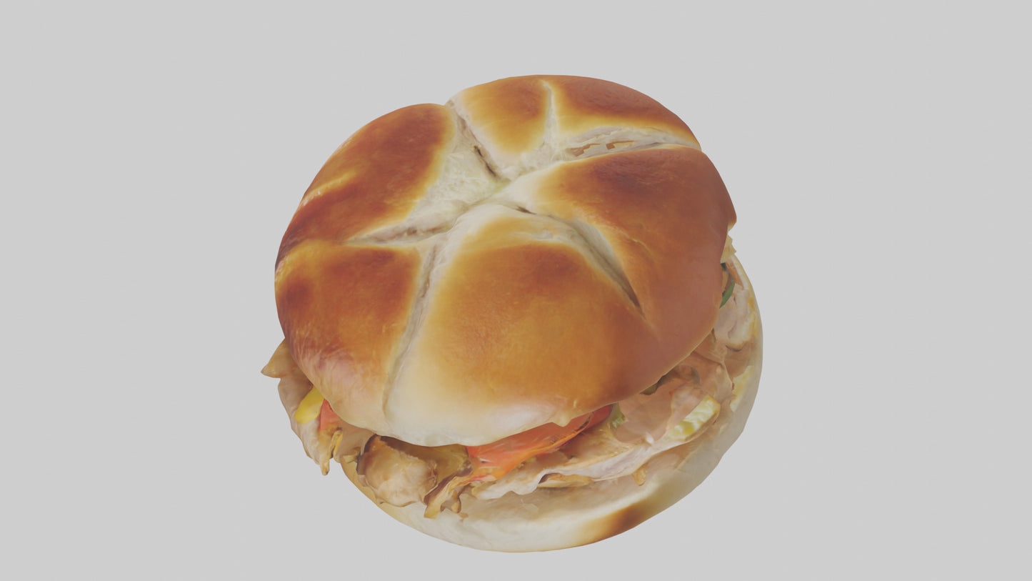 3D model Roast chicken sandwich model VR / AR / low-poly