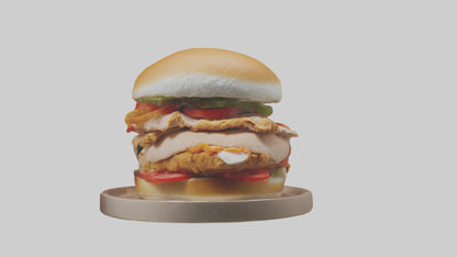 3D model Roast chicken sandwich model VR / AR / low-poly