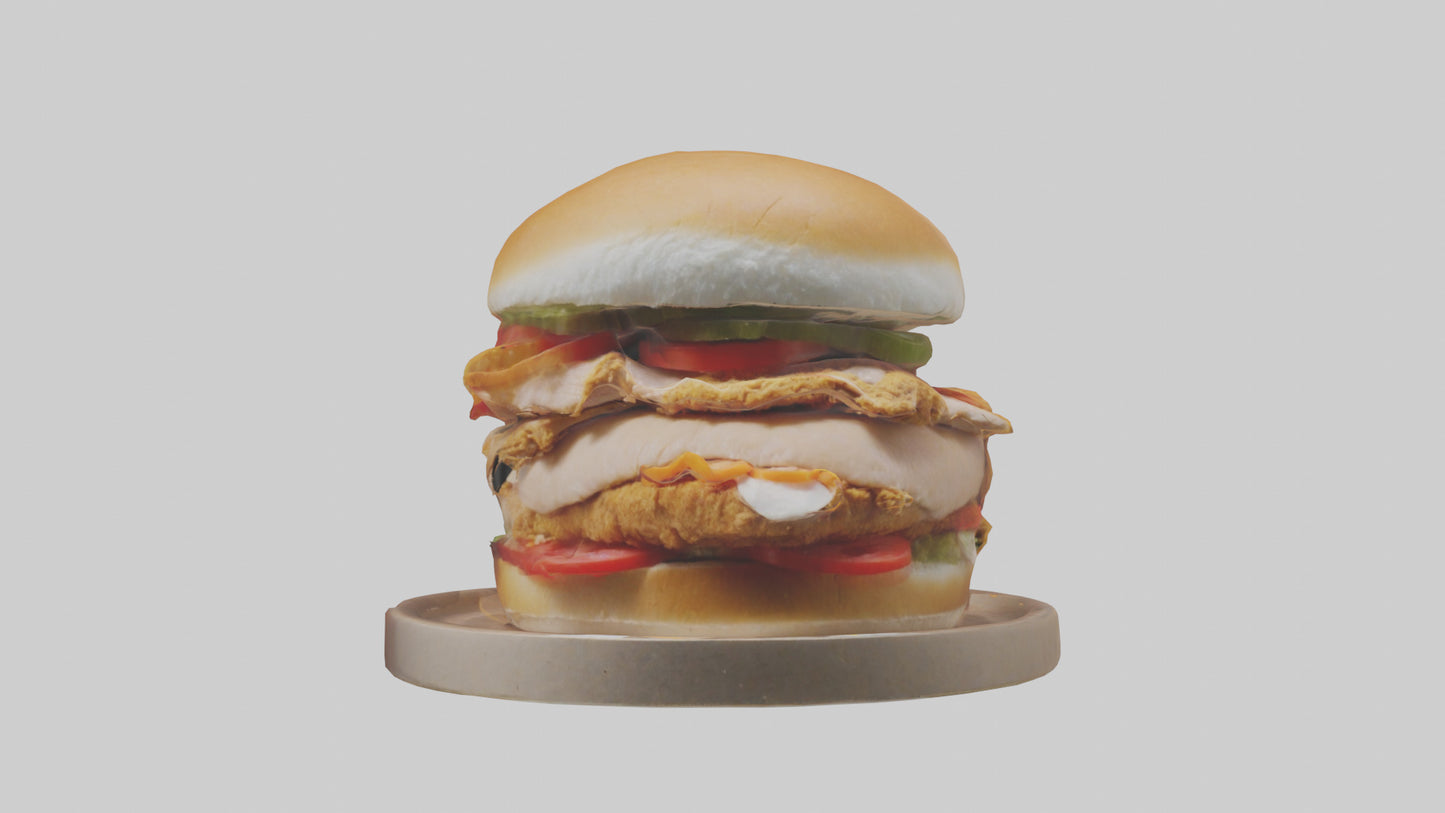 3D model Roast chicken sandwich model VR / AR / low-poly