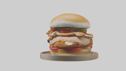 3D model Roast chicken sandwich model VR / AR / low-poly