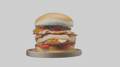 3D model Roast chicken sandwich model VR / AR / low-poly
