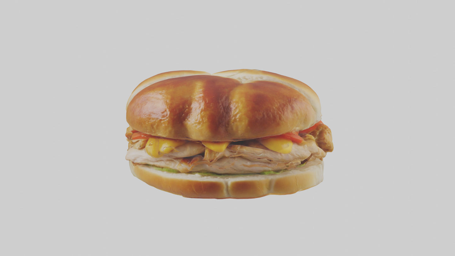 3D model Roast chicken sandwich model VR / AR / low-poly