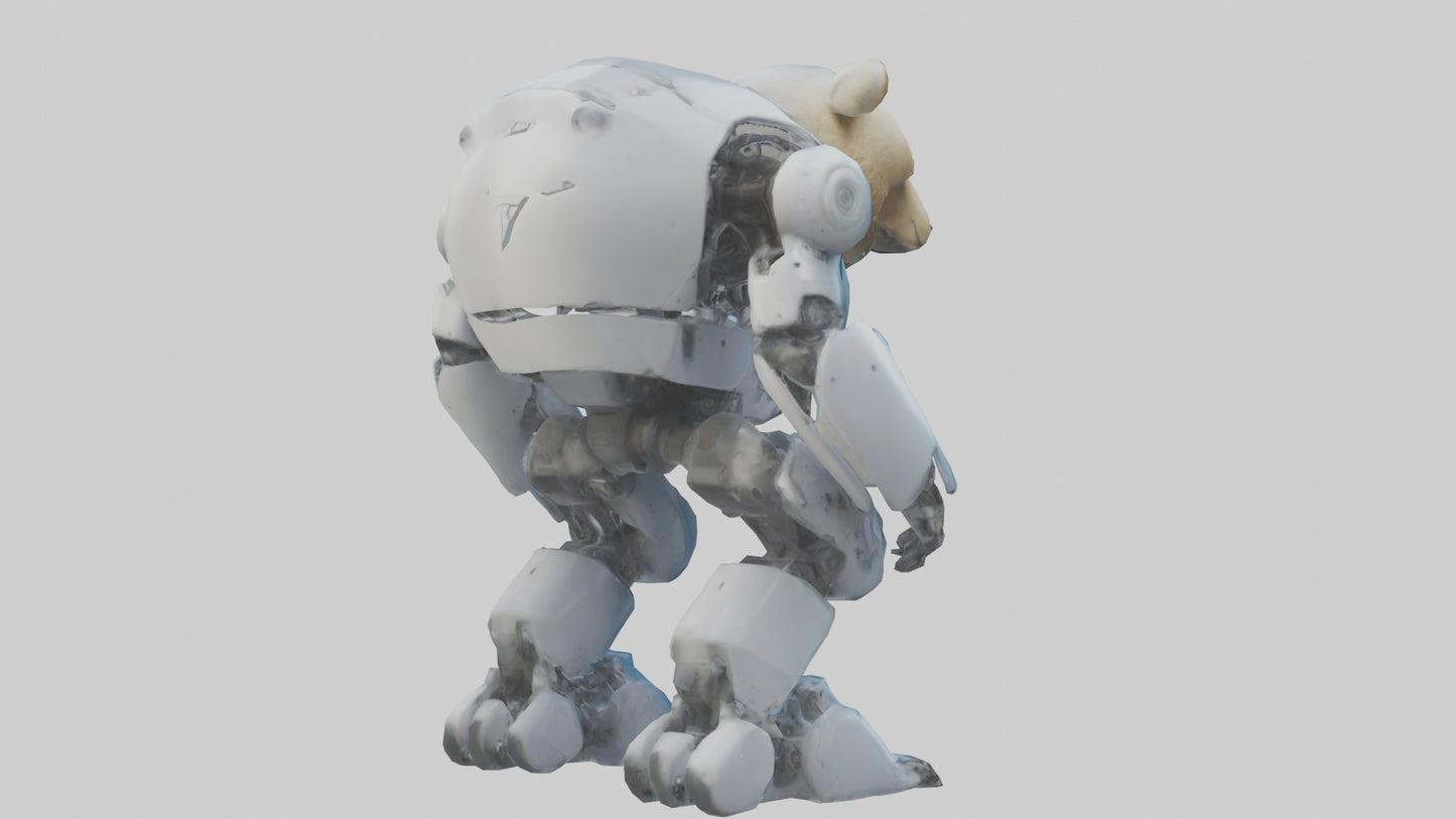 3D model Robot version of a bear model VR / AR / low-poly