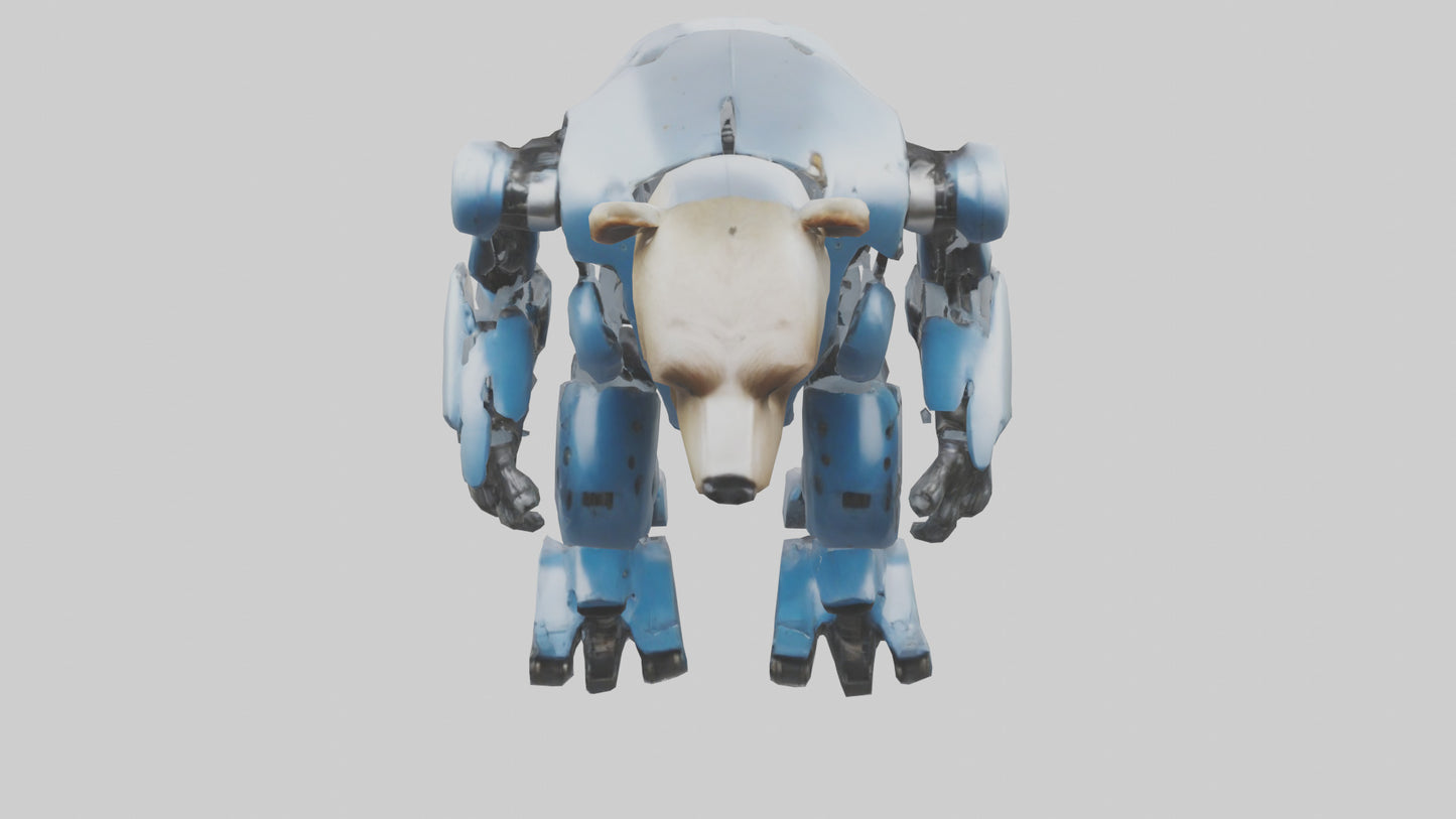 3D model Robot version of a bear model VR / AR / low-poly