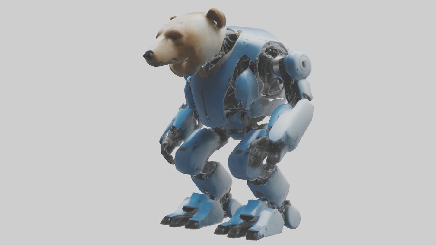 3D model Robot version of a bear model VR / AR / low-poly