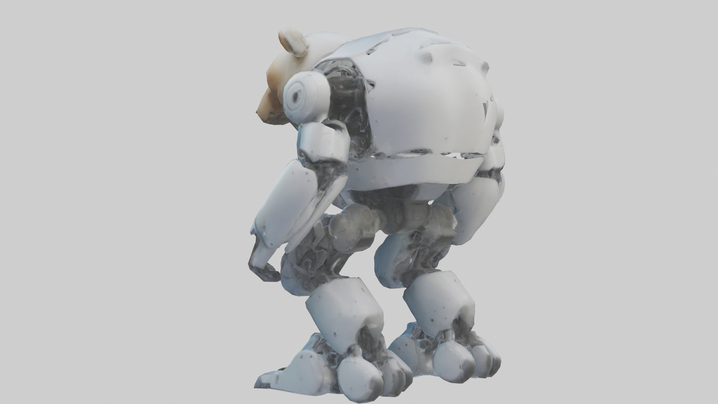 3D model Robot version of a bear model VR / AR / low-poly