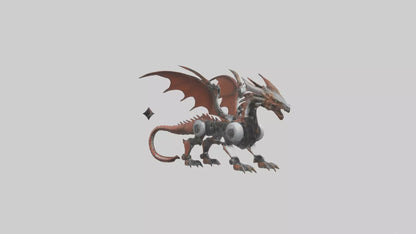 3D model Robot version of a dragon model VR / AR / low-poly