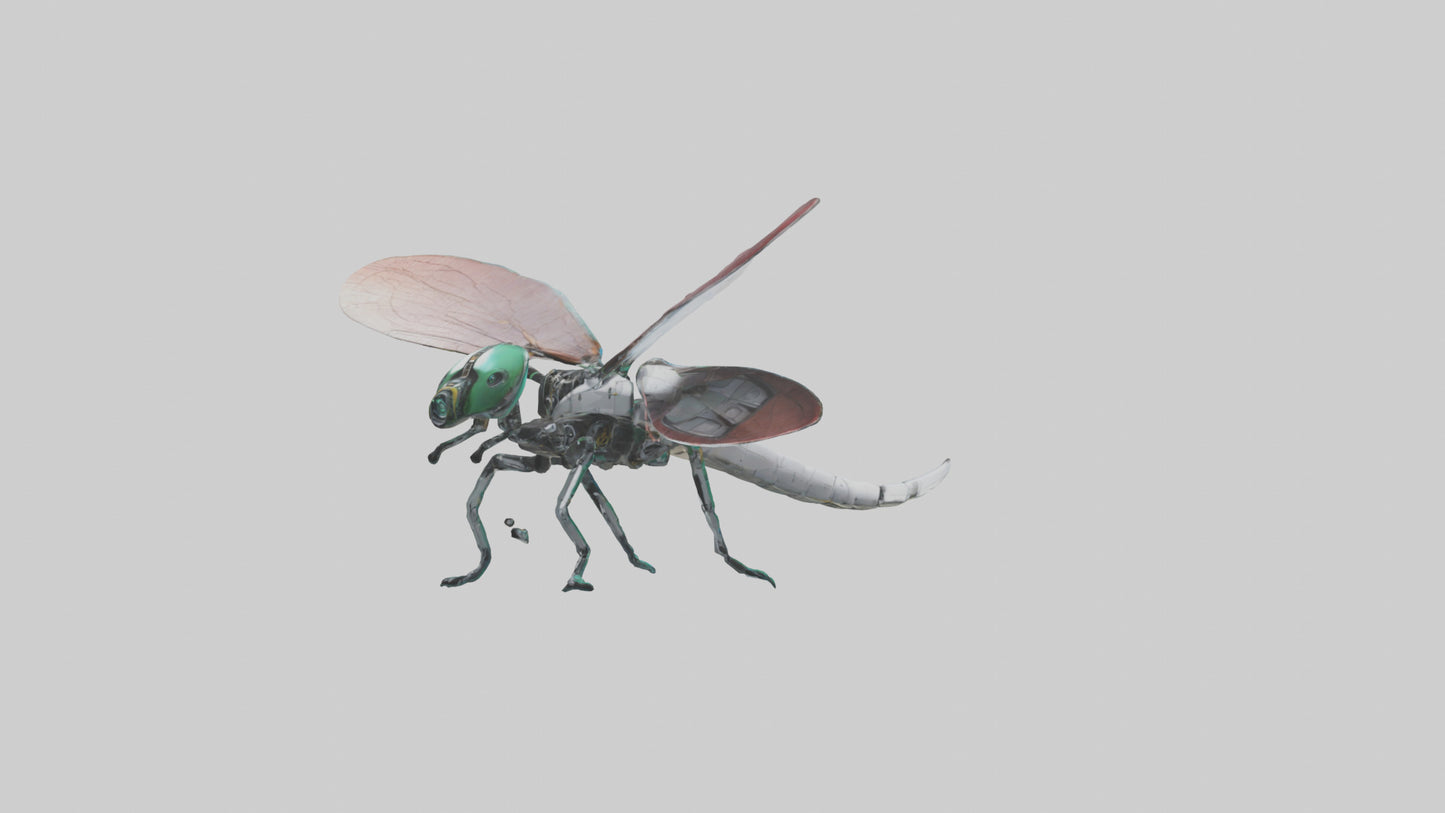 3D model Robot version of a dragonfly model VR / AR / low-poly