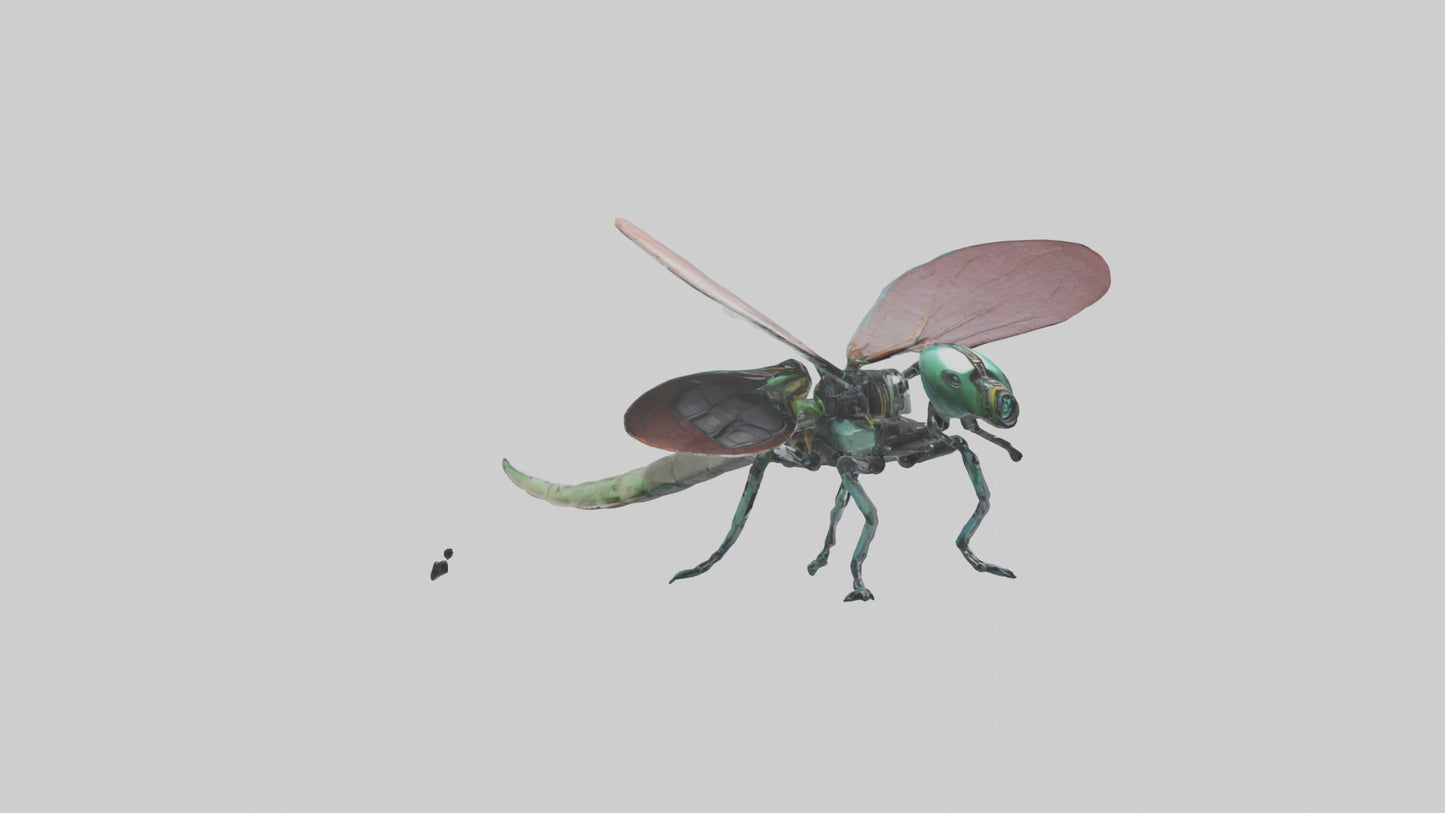 3D model Robot version of a dragonfly model VR / AR / low-poly