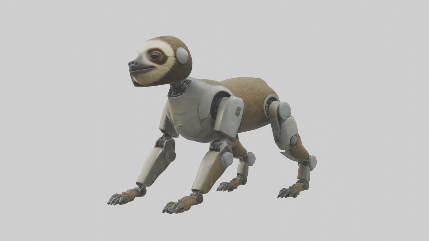 3D model Robot version of a sloth model VR / AR / low-poly