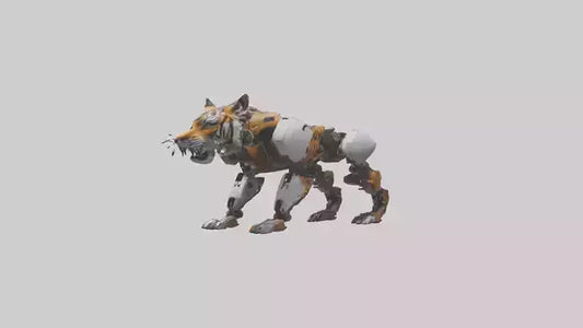 3D model Robot version of a tiger model VR / AR / low-poly