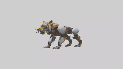 3D model Robot version of a tiger model VR / AR / low-poly