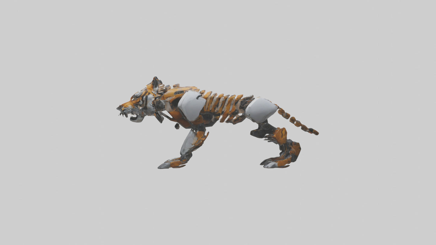 3D model Robot version of a tiger model VR / AR / low-poly