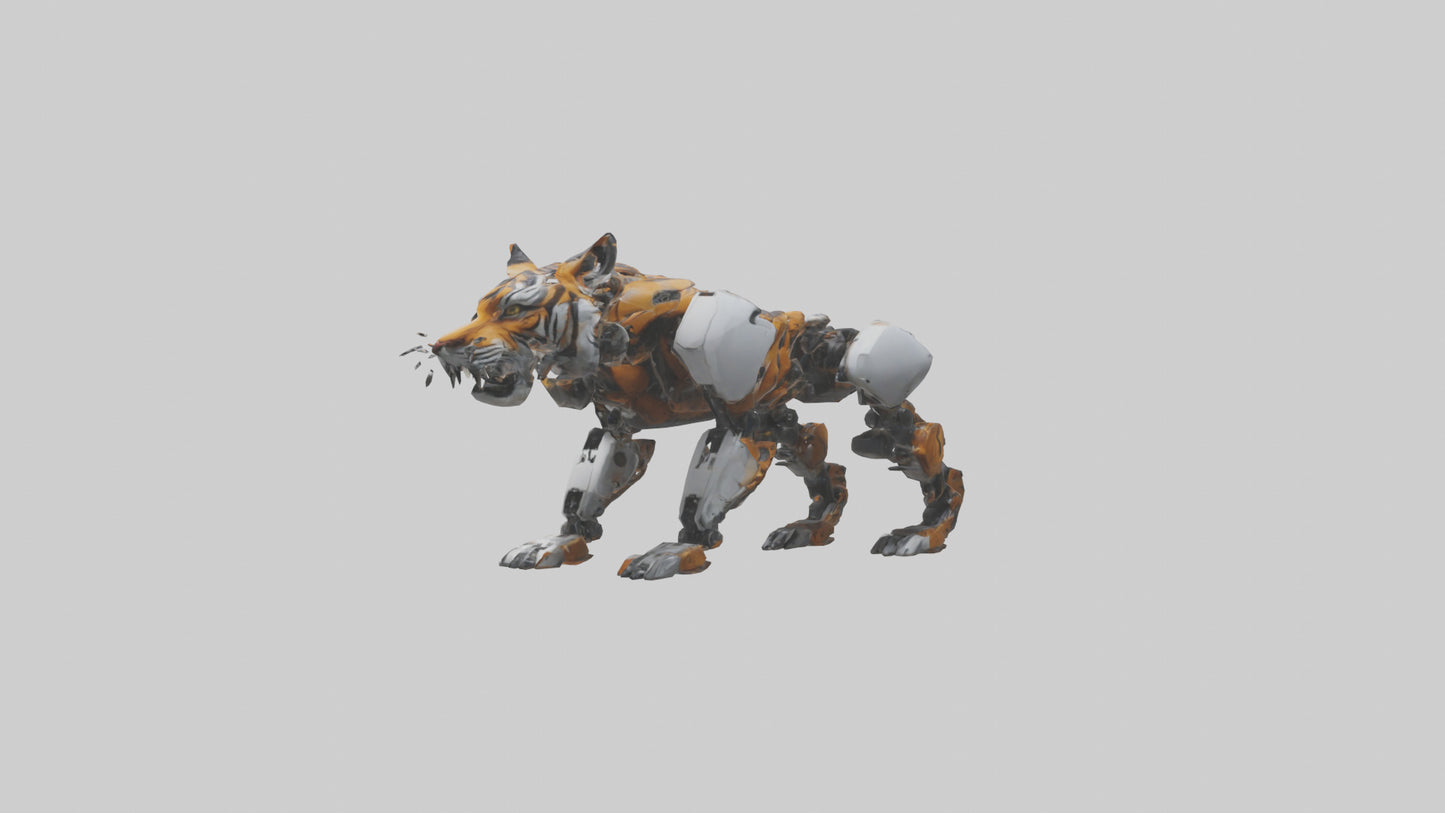 3D model Robot version of a tiger model VR / AR / low-poly