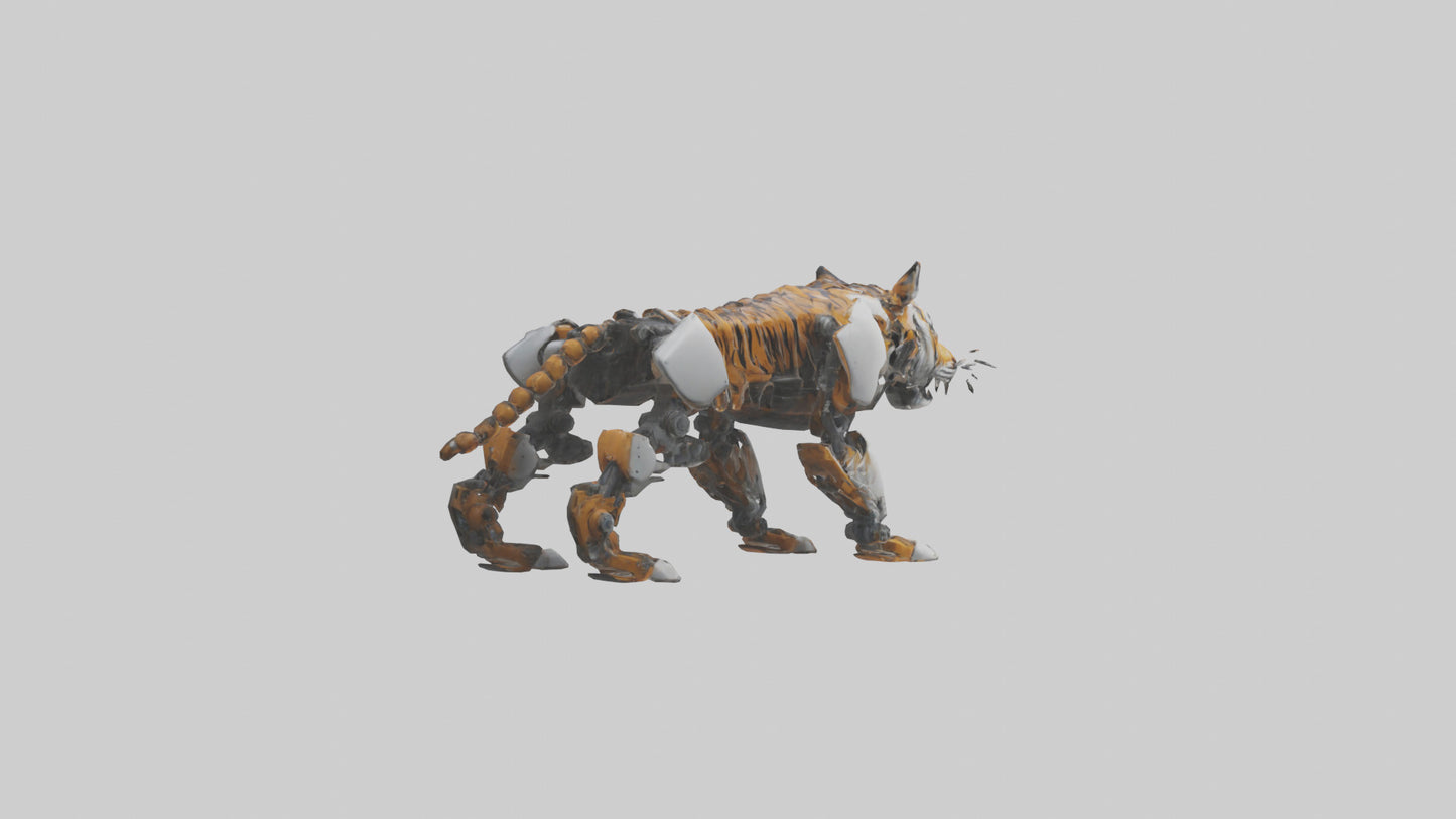 3D model Robot version of a tiger model VR / AR / low-poly