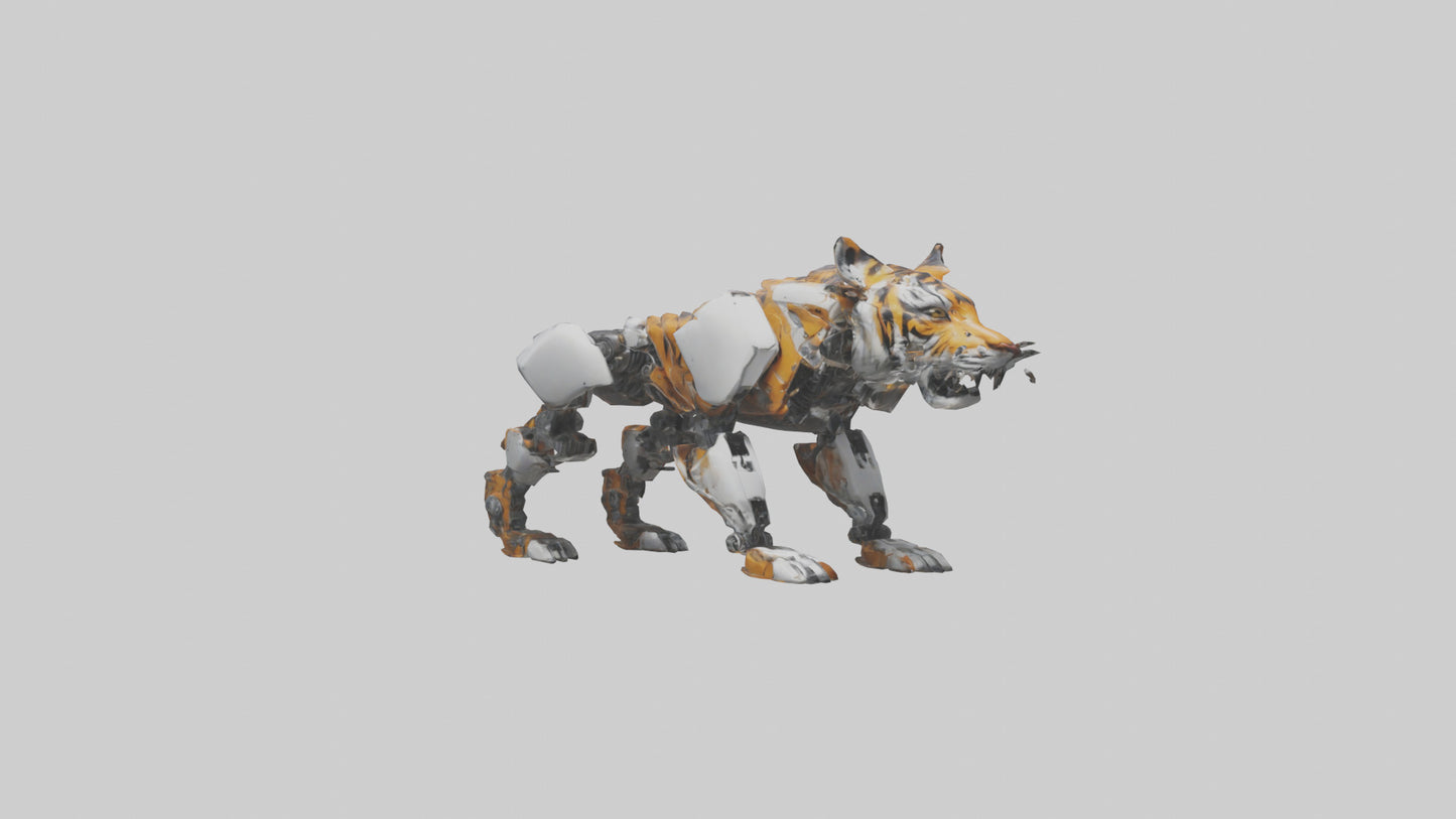 3D model Robot version of a tiger model VR / AR / low-poly