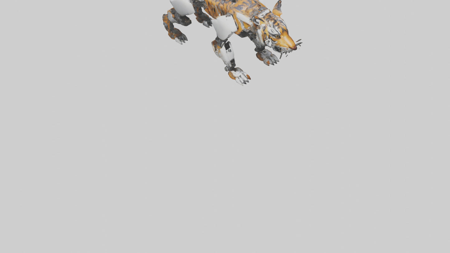 3D model Robot version of a tiger model VR / AR / low-poly