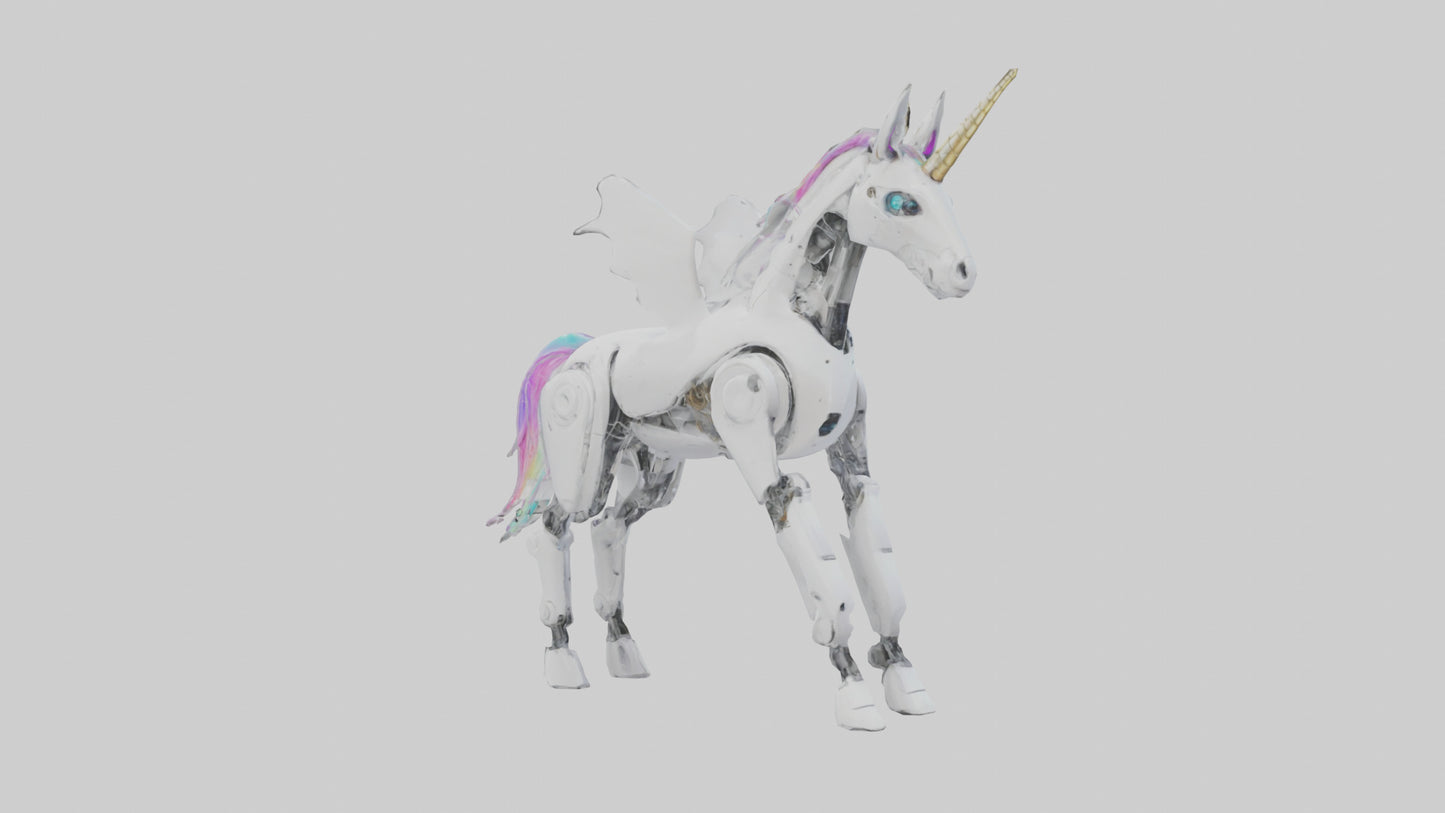 3D model Robot version of a unicorn model VR / AR / low-poly