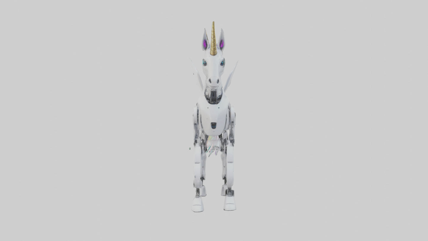 3D model Robot version of a unicorn model VR / AR / low-poly