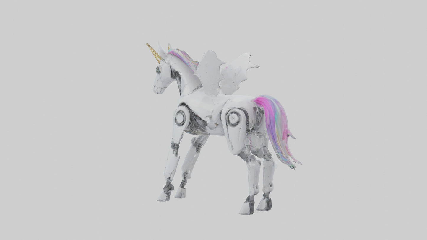 3D model Robot version of a unicorn model VR / AR / low-poly