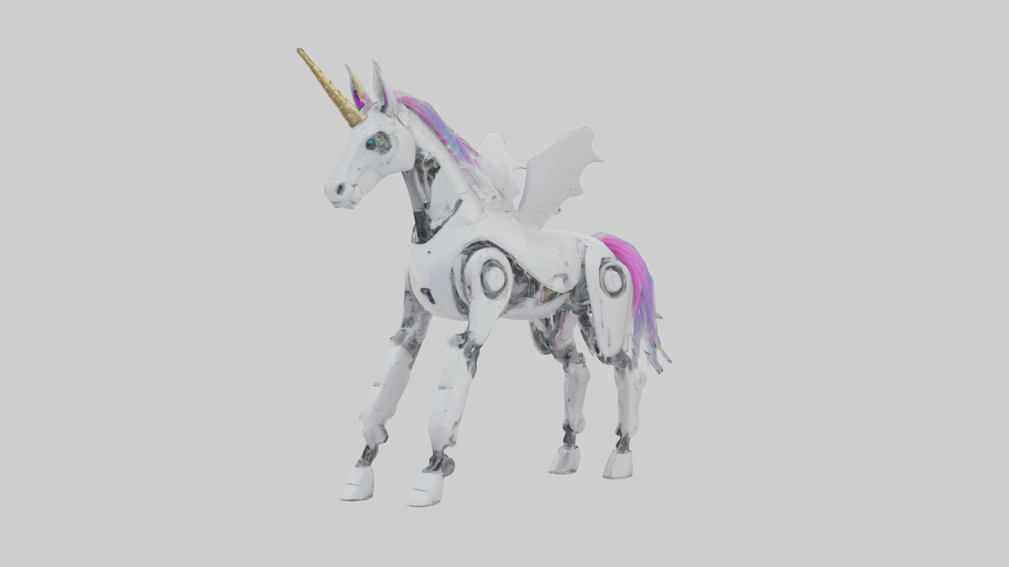 3D model Robot version of a unicorn model VR / AR / low-poly