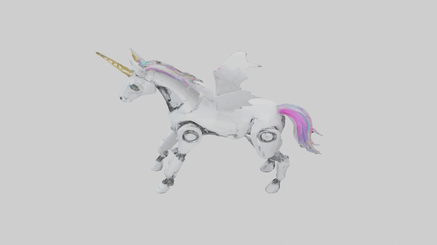 3D model Robot version of a unicorn model VR / AR / low-poly