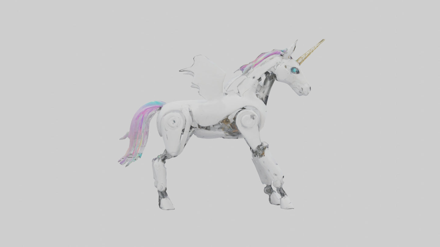 3D model Robot version of a unicorn model VR / AR / low-poly