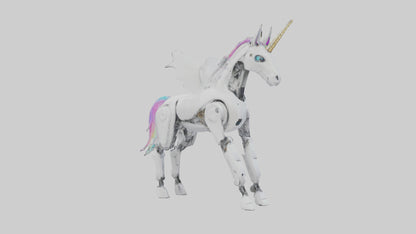 3D model Robot version of a unicorn model VR / AR / low-poly