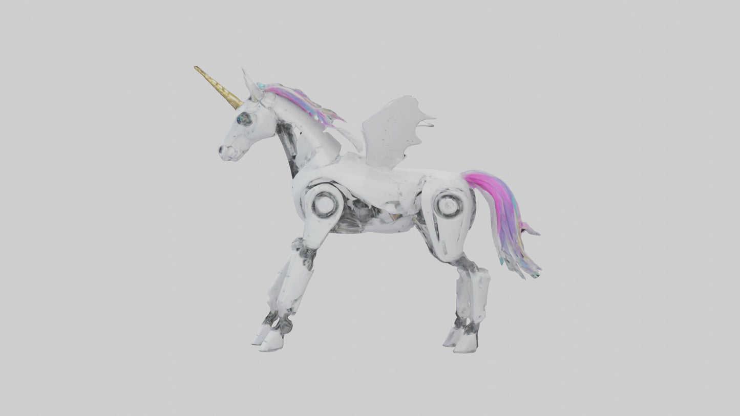 3D model Robot version of a unicorn model VR / AR / low-poly