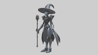 3D model Robot version of a witch model VR / AR / low-poly
