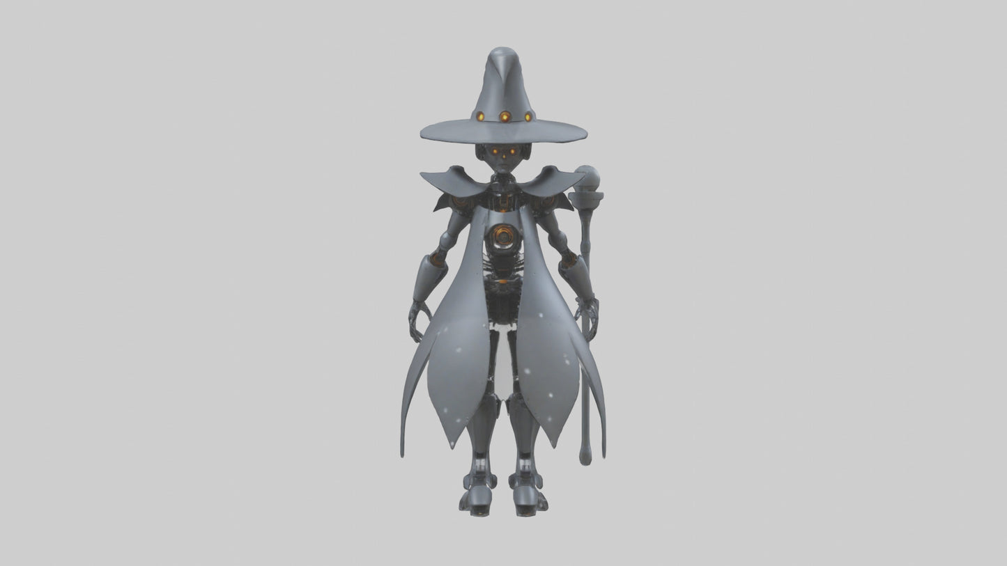 3D model Robot version of a witch model VR / AR / low-poly