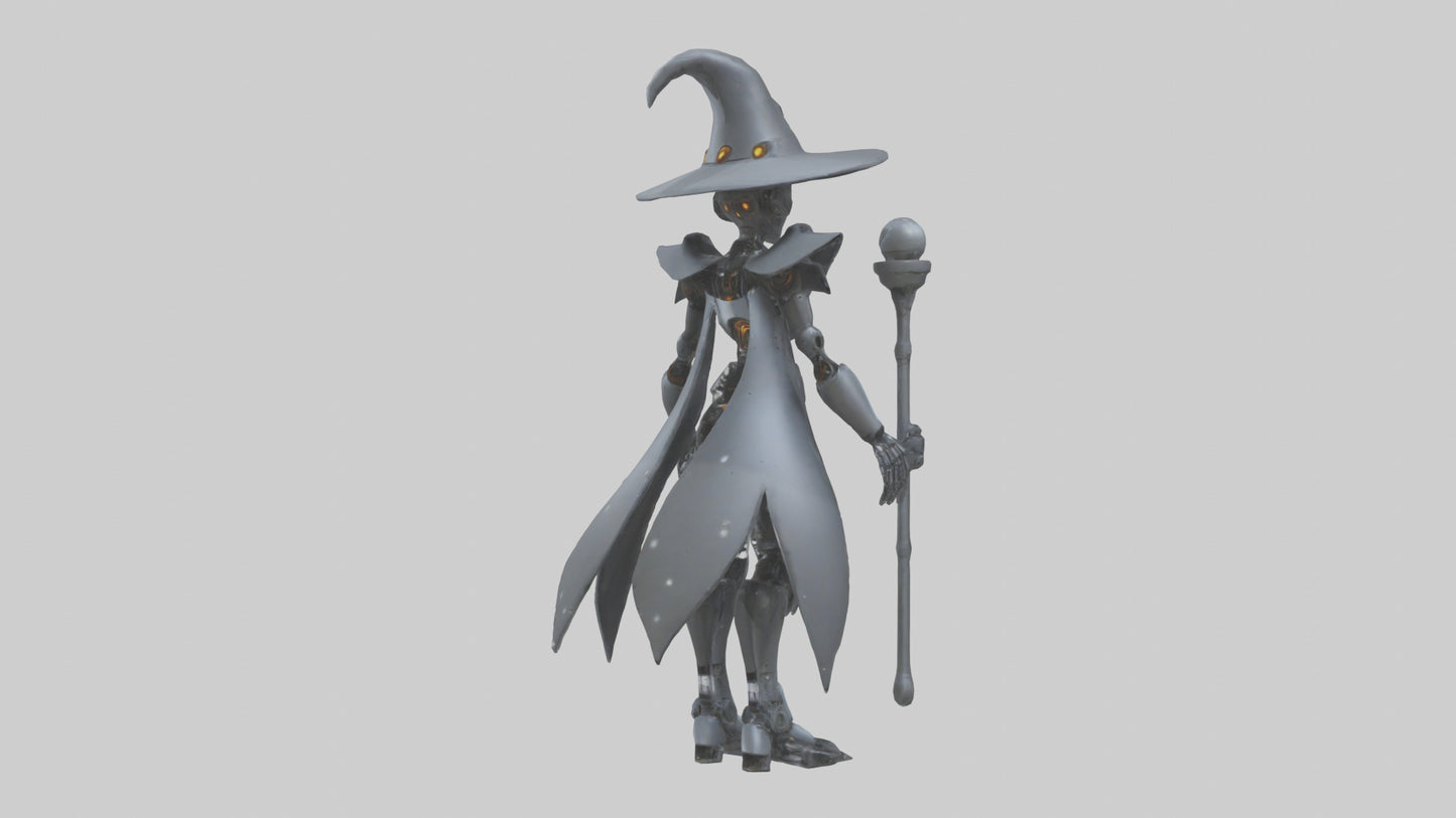 3D model Robot version of a witch model VR / AR / low-poly