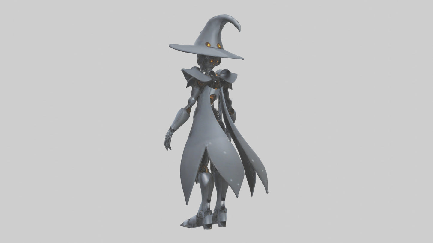 3D model Robot version of a witch model VR / AR / low-poly