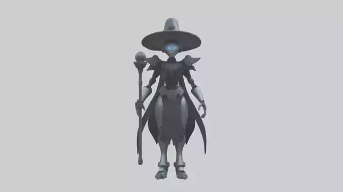 3D model Robot version of a witch model VR / AR / low-poly