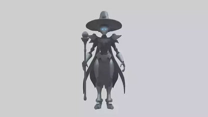 3D model Robot version of a witch model VR / AR / low-poly