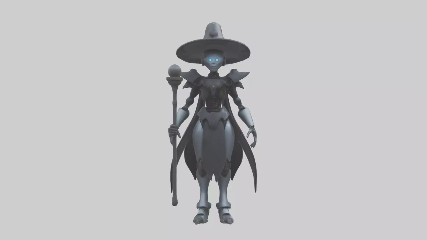 3D model Robot version of a witch model VR / AR / low-poly