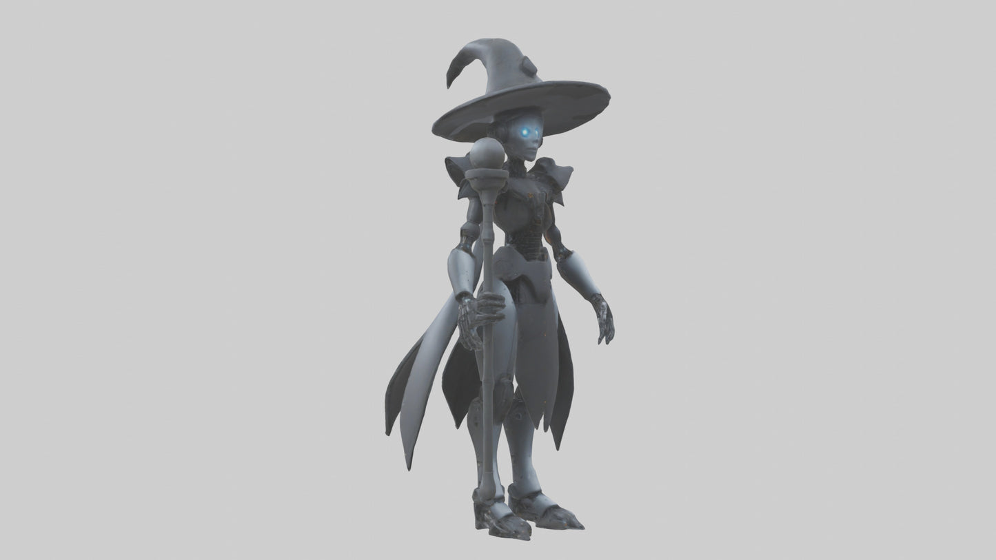 3D model Robot version of a witch model VR / AR / low-poly
