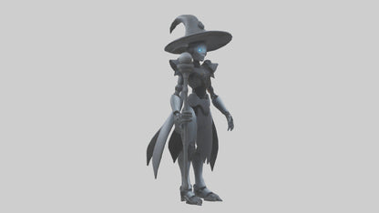 3D model Robot version of a witch model VR / AR / low-poly