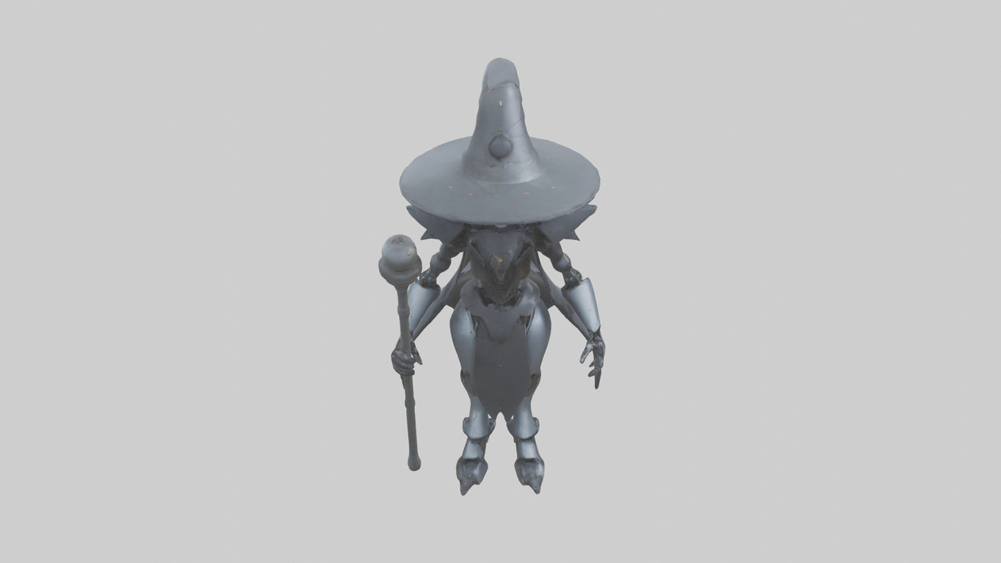 3D model Robot version of a witch model VR / AR / low-poly