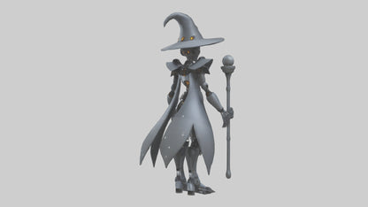 3D model Robot version of a witch model VR / AR / low-poly