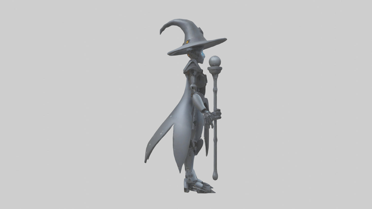 3D model Robot version of a witch model VR / AR / low-poly