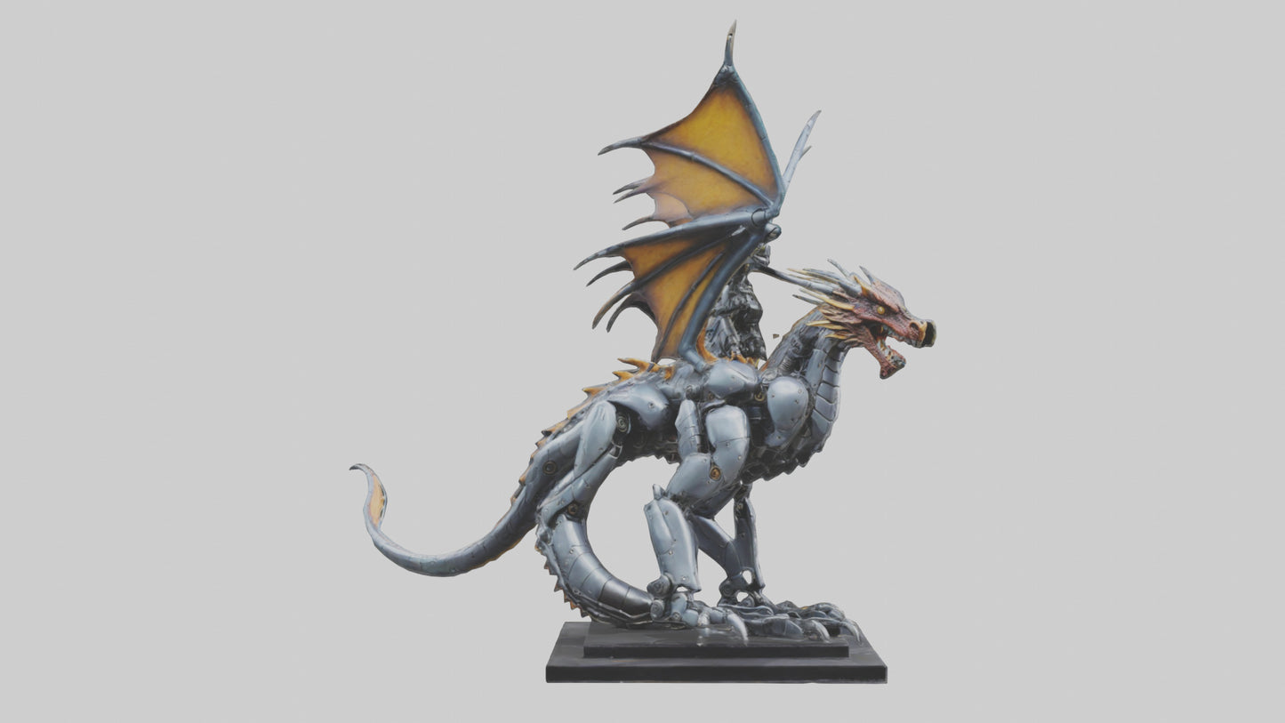 Robotic Dragon Rider statue model 3D model