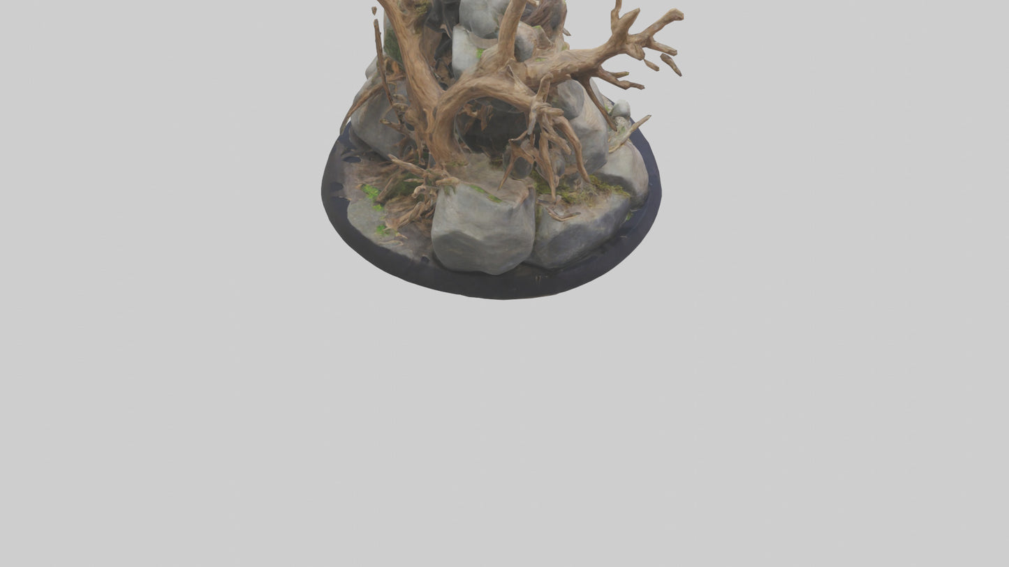 3D model Rock and Root Sculpture model VR / AR / low-poly
